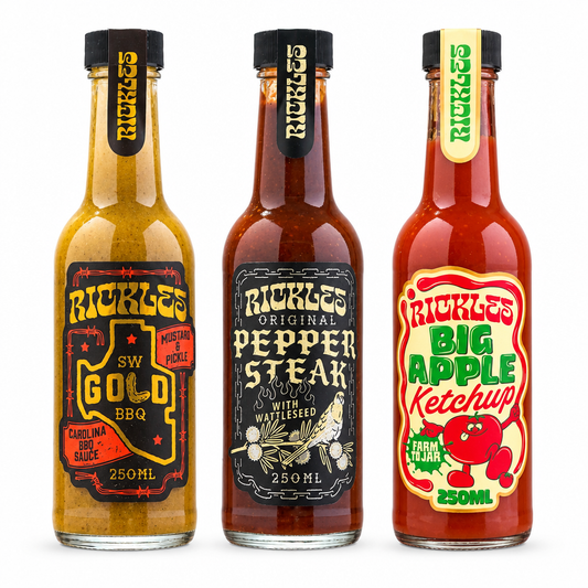 Rickles Everyday Pack with SW Gold, Original Pepper Steak Sauce and Big Apple Ketchup bottles